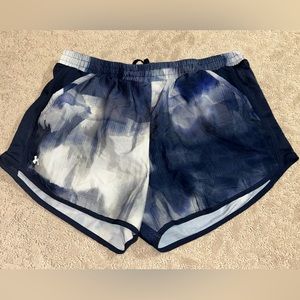 Under armor size, large blue, and white athletic shorts